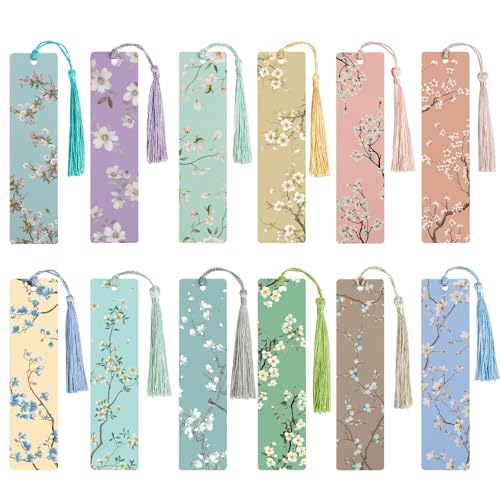 12st Flower Branch Papier Bladwijzers Chinese stijl Vintage Boek Marker met Tassels voor mannen Vrouwen Boek Lovers Stationery Boekenlezing