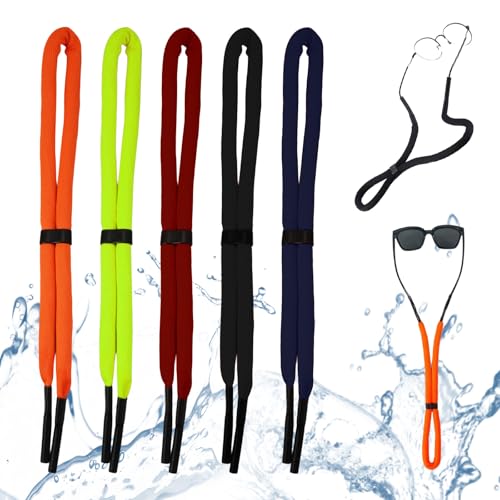 5Stuks Praktische Elastische Neopreen Eyeglass Riemen, Multicolor Universele Drijvende Premium Sportglazen Strap, Verstelbare Anti-Slip Sport Zonnebrillen Riem, Anti-Loss Oogbrillen Riem voor Watersport