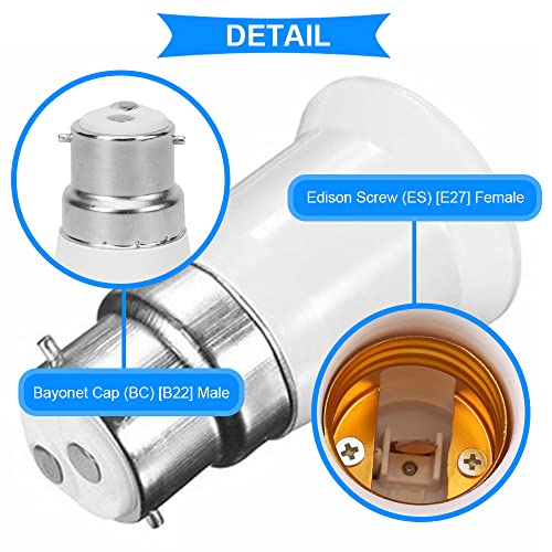 10 st B22 naar E27 Bulb Adapter, Lamp Base Converter, Bajonet Converter voor LED, Energie besparen Lampen met elektrische Pen Tester 3