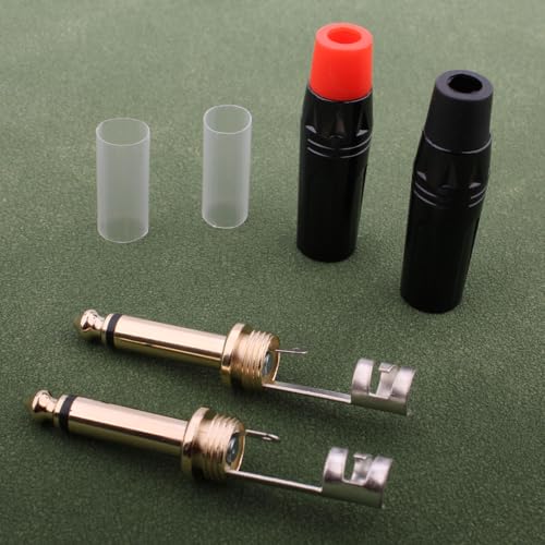 1/4" Audiopluggen 6.35mm Plug TS Man 1/4" Solder Type Mono Plug voor DJ Mixer Speaker Kabels Gitaar Kabels Phono Patch Kabelmicrofoonkabels (4 Pack) 3