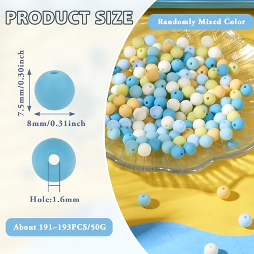 190 st. 8mm Ronde Ronde kralen Blauw Matte Ball Losse Spacer kralen Matte acryl kralen Bulk voor DIY Ballpoint Pen Lanyard Keychains sieraden maken 3