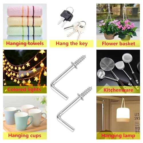 20mm L Haak Schroeven, Kleine Schroefhaken, Threaded Wall Hook, Rechterhoek, Plafondhaken voor Hangende Plant Decoraties, 20 stuks 4