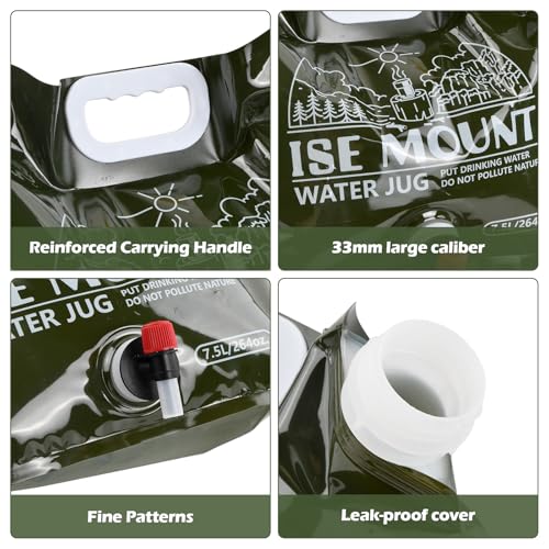 Verpakking van 2 opvouwbare waterbussen, 7,5 L Drinken Waterzak, Opvouwbare Outdoor Water Container Water Container Opvouwbare Camping Bag Tank houder voor buiten Barbecue 2 stuks 3