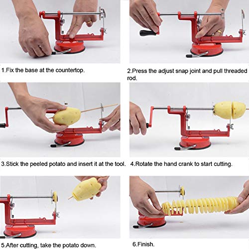 Potato Twister, Spiral Potato Cutter, Handmatige Peeler, Roestvrij staal Spiraal Potato Cutter, voor fruit, Aardappelen, Tornado Chips 4