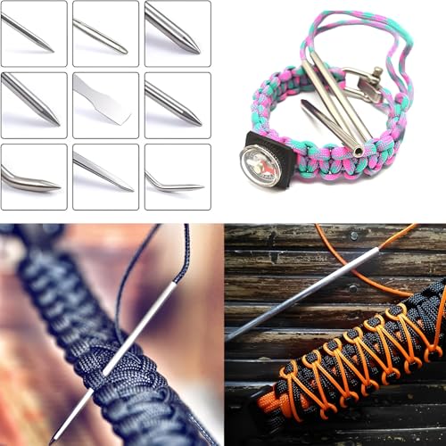 Stk Paracord Set, Paracord Accessoires, Paracord Lacing Naald, Roestvrij stalen Paracord Naald, Paracord Smoothing Tools, Paracord Cords, Paracord Naainaalden, voor het Weven Paracord 5