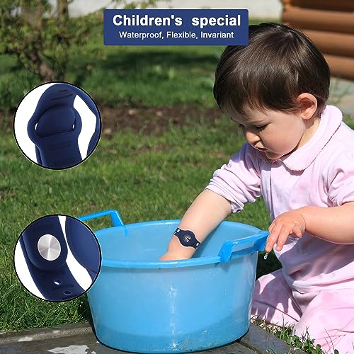 2 st. Kinder Polsband voor AirTag, Boho Rainbow Pattern voor kinderen Peuter Oudere verstelbare horlogeband Kids voor verstoppen GPS Tracker (Midnight Blue, Pink), Silicone 3