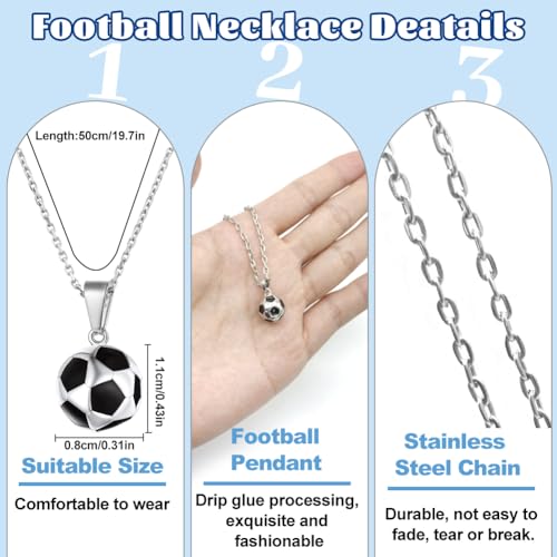 Voetbal armband en voetbal ketting voor jongens tieners, Mode verstelbaar gevlochten voetbal armband Voetbal Roestvrij stalen ketting Voetbal Cadeaus voor jongens, Nylon roestvrij staal 4