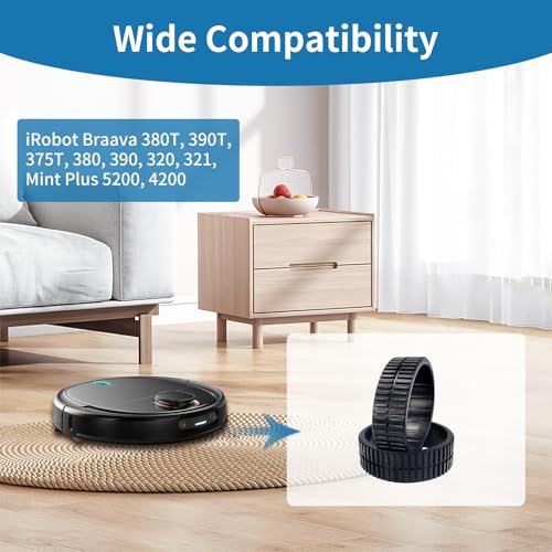 2PCS Rubber Wielen Banden Vervanging voor iRobot Braava 380T, 390T, 375T, 380, 390, 320, 321, Mint Plus 5200, 4200 Robot Cleaner Onderdelen