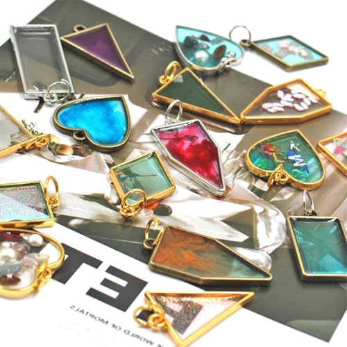 Zinklegering liefde water druppel geometrisch Vorm Lijm bodem oorbel Hars vormen Sieraden Vorm Hole Frame Hanger Hars Craft Frame Fashion DIY Sieradenmaterialen 4