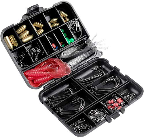 Hulpmiddel 138st Vistoebehoren Kit, Inclusief Jig Hooks, Bullet Bass Casting Sinker Gewichten, Diverse Vissen Snivels Snaps, Sinker Slides, Vislijn Kralen, Visset met Tackle Box
