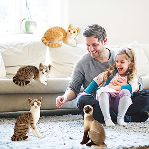 Knuffeldier kat leven als 30 cm Simulatie kort haar schattig kat pop fluffy pluche Kitten Liegen pluche speelgoed Real Siamese kat pluche dier pluche speelgoed voor kinderen vrouwen 3