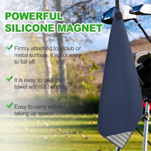 20x16 Inch Magnetische Golf Handdoek met Wire Cleaning Kleding, 2 stuks Microfiber Wafel patroon Handdoeken met Magneet en Clip voor Golfkarren Clubs Golfuitrusting, Zwart/Wit 4
