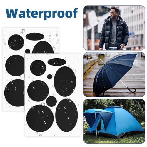 Pak van 12 reparatie patches voor kleding, waterdichte zelf-adhesive patches, Nylon Down Jassen Tenten, slaapzakken en paraplu's reparatie patches, diverse maten en vormen, zwart 5