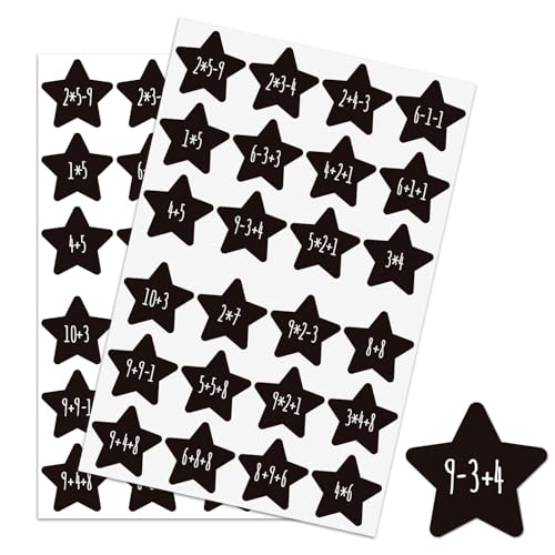 2 Vellen Stickers Aantallen 1-24 Stickers Advent Kalender Kerstmis Zwarte sterren Kerstmis Decoratie voor cadeaudozen DIY pakketten (Stars)