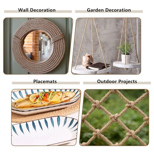 Jute Touw 8mm 20m Natuurlijke Jute Touw 8mm Jute Cord, Natuurlijke Jute Cord, Sterke Natuurlijke Vezels, Hennep Touw voor Tuin, Home Decoratie, Ambachten, Tuinieren, Scratching Post 5