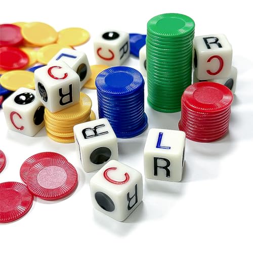 Dice Game Volwassenen 4 Tubes Links Midden Rechts 6 Sided Ronde Hoek Dice Set schattig LCR Vier kleuren Game Dobbelstenen met Dice Place Interactive Family Camping Party Pic 5