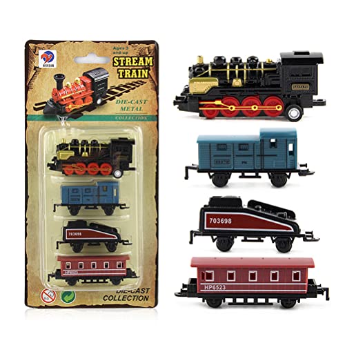 4 stuks Mini Steam Train Model Speelgoed Simulatie Retro Steam Train Speelgoed Kit, Steam Train Retreat Simulatie, Model Speelgoed voor jongens en meisjes