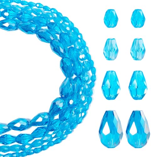 244 st. Blue Drop Glass Kralen 6mm 7mm 11mm 15mm Facet kralen Losse Spacer Kralen Losse Spacer Kralen Bulk sieraden armband Vrouwen DIY Valentine