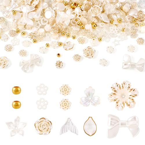 93 st Assorted Acryl kralen Bloem Bow Spacer Kralen Golden Spring Bloemen Lose Spacer kralen Bulk voor ketting sieraden armband Telefoon Belt oorbellen DIY Vrouwen