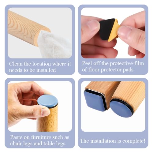Verpakking van 20 Zelfklevende meubels schuifregelaars ronde vorm Zelfklevende stoel Been glijdt vloerbeschermers Rechthoekige Zelfklevende meubels Glijbanen voor tapijt Houten vloeren 5