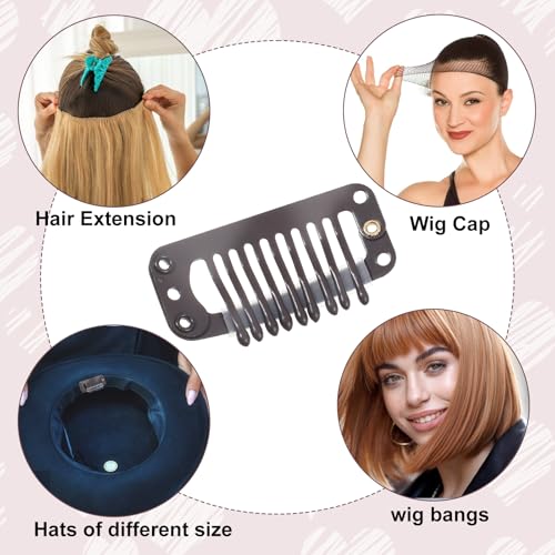 30 st Haarverlengstukjes, Comb Snap Pruikenklem 32mm 9 Tanden Bruin Pruiken Accessoires Gereedschap voor Vrouwen Pruiken Haarverlengstuk DIY 5