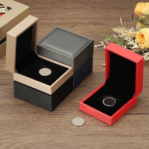 Munt Display Box, Munt Presentatie Display Box Coin Box met munthouder Vierkant Geschikt voor 45mm Munt voor Silver Dollar Verzamelaars, Zwart 5