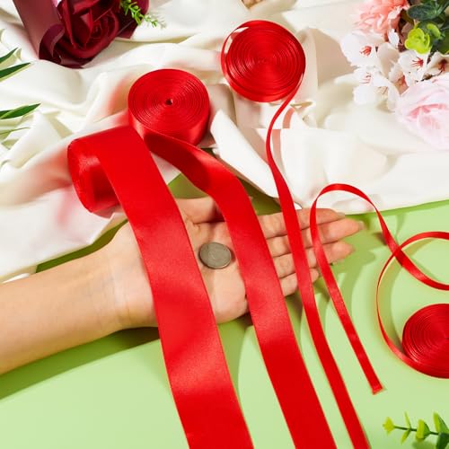 36,58m Dubbelzijdige Polyester Lint 6-38mm brede rode Lint Satin Ribbon voor bruiloft Haar School Kerstuitnodigingen Boeketten Geschenkdoos 5