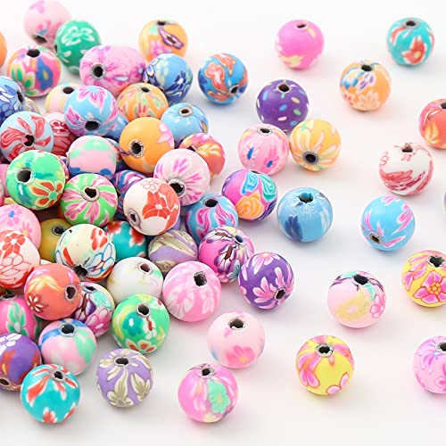 Kralen voor string, ongeveer 200 stuks, bloemen, ronde kralen voor string, gemengde kleur (8 x 8 mm) 4