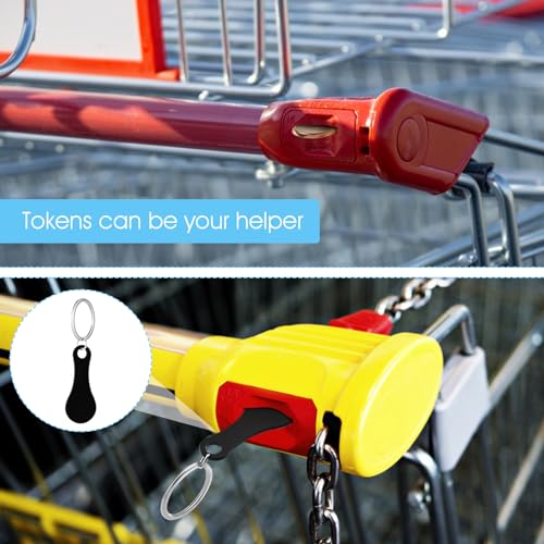 3 stuks Roestvrij stalen winkelwagen Token, Portable Legering sleutelhanger Quarter houder sleutelhanger Verwijderbare winkelwagen Sleutelhanger voor mannen Dames winkelwagen (Zwart) 5