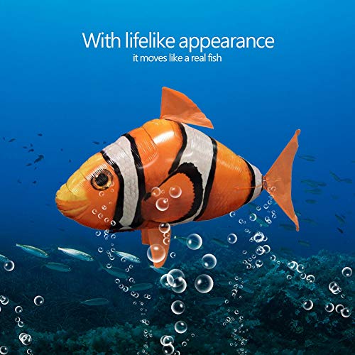 Opblaasbare Fish Flying Shark, Vliegende Shark Toy, Afstandsbediening Vliegende Haai Opgeblazen RC Opblaasbare Ballon Speelgoed Shark Clownfish Kids Cadeau(oranje Clownfish) 3