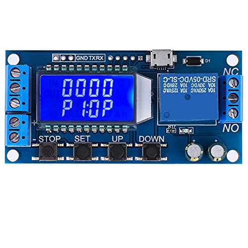 Tijdrelaismodule DC 6-30 V met LCD display, zelfontspanner, tijdcyclus 0,01-9999 min, houder voor micro USB 5 V, voeding, met bescherming tegen omgekeerde aansluiting