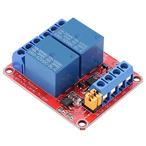 Relay Module 2-kanaal 5/12/24V Relay Module Geïsoleerde Optocoupler Hoge en Laag Niveau Trigger Module, 1PC (12V) 5