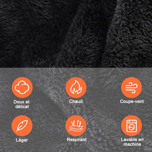 Balaclava, balaclava gezichtsmasker, winddicht full face masker, verstelbaar skimasker, balaclava, winter voor mannen en vrouwen, unisex, balaclava, kap, fleece hoed, winterhoed,, zwart 3