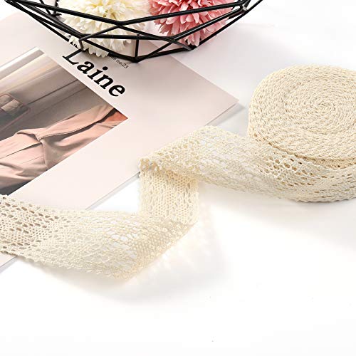 Lace Ribbon 10m Vintage Lace Edge Ca. 4,5cm voor Naaien Trouwtafel Decoratie Ambachten Cadeau Lint Kraft Papier (Beige) 4