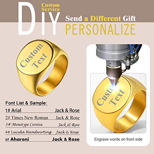 JUWELRY Roestvrij stalen Signet Ring voor mannen, aangepaste Gegraveerde Band Ringen, Gold Initial Monogram Ringen voor vrouwen, Maat J-Z1⁄2 4