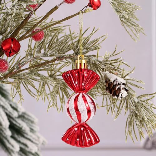 12 stuks kerst snoep ornament set hangen Candy Cane Ornaments Kerstboom Ornamenten voor Kerstfeest Decoraties (rood-typeB) 4