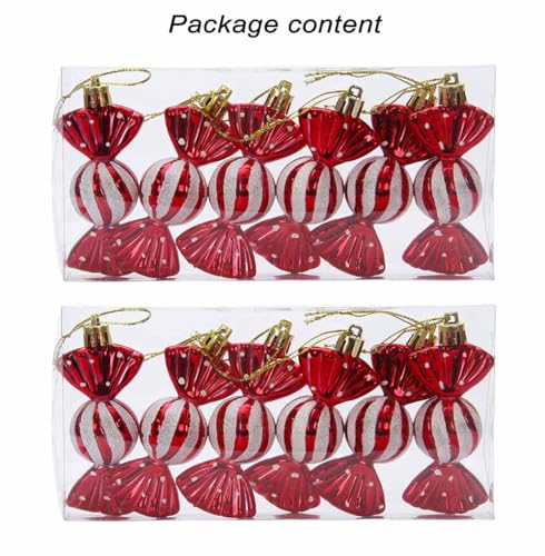 12 stuks kerst snoep ornament set hangen Candy Cane Ornaments Kerstboom Ornamenten voor Kerstfeest Decoraties (rood-typeB) 5