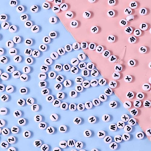 Acryl brief kralen 1000 stuks ronde acryl Enkele witte brief kralen ketting accessoires voor sieraden maken kinderen ambachtelijk naam armbanden 3