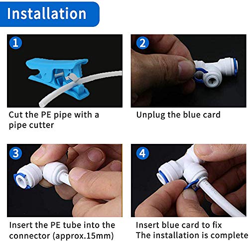8 stuks ventielkranen, RO-waterfilter, 6,35mm (1/4") Pushfit Straight Plug voor waterpijp, pers, koelslang 4