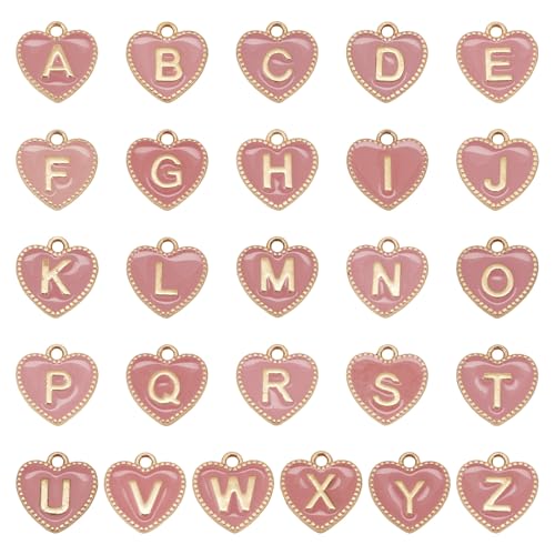 Hart A-Z Letter Charms Alfabet Legering Emaille Hangers voor DIY Ketting sieraden maken