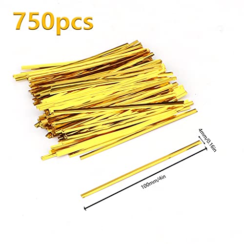 800 stuks 10cm metalen Twist Ties voor snoeptassen, koffietassen, snacks, cake pops, Party Supplies (Goud)