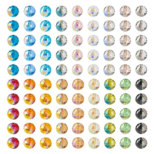 180st Gefacetteerde ronde glazen kralen, 8mm AB Vergulde gegalvaniseerd glas, Losse kralen voor DIY ambachten, armbanden en sieraden maken, 180st
