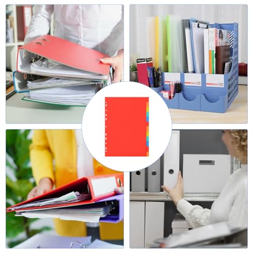 Set van 4 12-delige mappen, tabbladen, plastic, mappen, tabbladen, A4-formaat, 11 gaten, mappen, tabbladen, gekleurde mappen, tabbladen, tabbladen, A4-bandtabbladen voor mappen, mappen 5