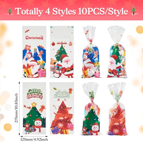 40 stuks Kersttassen 27.5x12.5cm Candy Cookies Snacks Pakket Tassen Kerstverpakking Tassen Zakjes Snowman Thema Tassen voor Kerstcadeaus Kerstcadeaus Party Favor 5