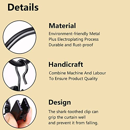 50Stuks Gordijn Ringen met Clips, Roestvrij metalen Drapery Ring, 25mm Diameter Hanger Ring Hook Clip voor het vasthouden van zware gordijnen Rod Set en blad - Zilver 4
