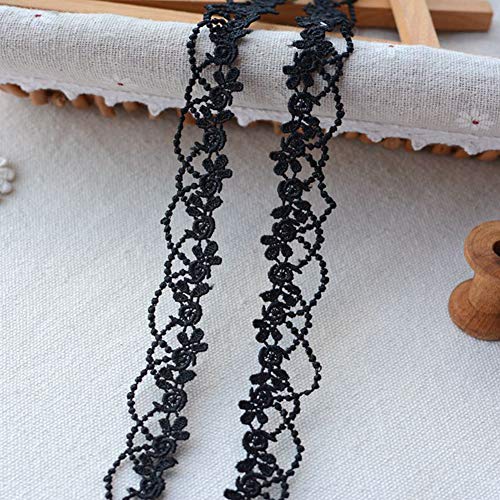 40m Kantband Lace Trim voor Choker, Kettingen, Naaien, Ambachten, Bruiloft, Decoratie, Scrapbooking, Cadeaudoos, D-Zwart