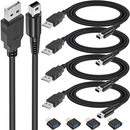 4Pcs 3DS USB-opladerkabel, vervangende stroomoplaadkabel voor nieuwe 3DS XL/Nieuwe 3DS/Nieuwe 2DS XL/Nieuwe 2DS/2DS XL/2DS/DSi/DSi XL, met capacitieve pen USB naar type C-adapter