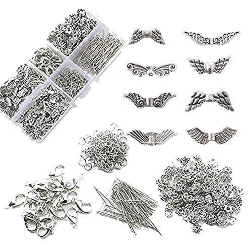 Angel Wings, Craft Set, Wings, Spacer, Kralen, Vleugels, Parels, Metalen Kralen Caps, Pearl Angel voor ambachten, Accessoires met Kreeft sluiting