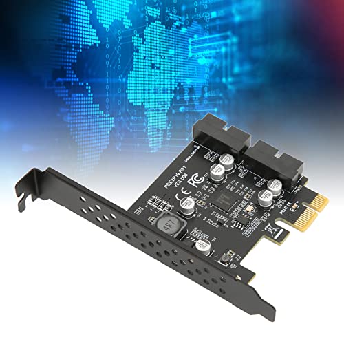PCIe To USB 3.2 Gen 1 Card, PCIe To USB 3.2 Gen 2 Adapter Card 2 USB3.2 GEN1 19PIN PCI Express (PCIe) Uitbreidingskaart USB Card voor Desktop PC Ondersteuning Windows(19 Pin Black Board) 4