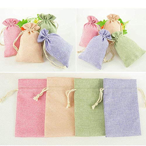 Jute Tassen, Pak van 24, 10 x 14 cm, Natuurlijke Tassen Jute Tassen, Trekkoord Cadeautassen, Kleine Verpakking voor sieraden, Bruiloft, Feest, Kerstmis (4 kleuren) 3